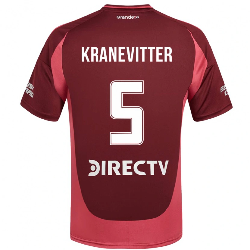 Danxen Kinder Matías Kranevitter #5 Burgunder Magenta Auswärtstrikot Trikot 2025/26 T-Shirt