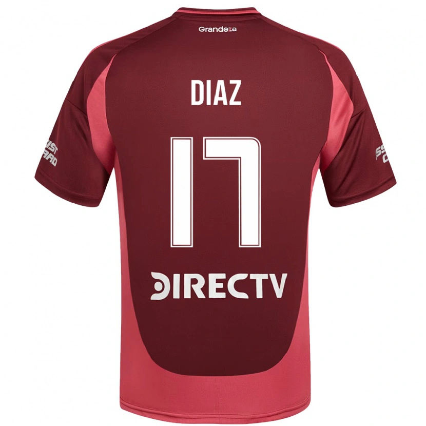Danxen Kinder Paulo Díaz #17 Burgunder Magenta Auswärtstrikot Trikot 2025/26 T-Shirt