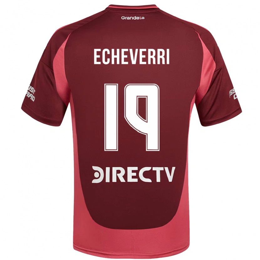 Danxen Kinder Claudio Echeverri #19 Burgunder Magenta Auswärtstrikot Trikot 2025/26 T-Shirt