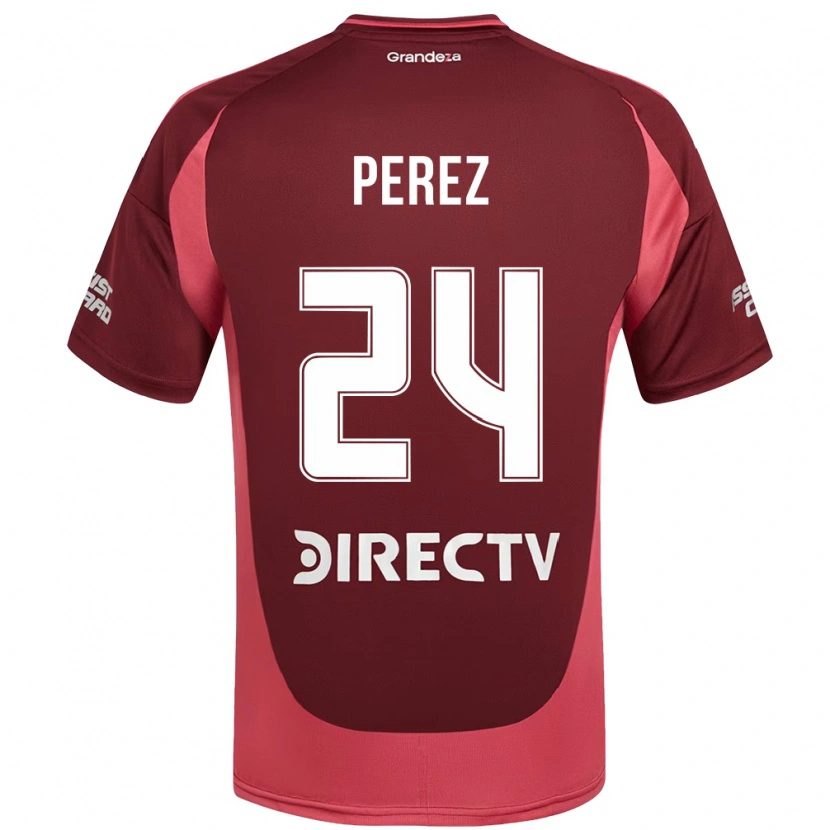 Danxen Kinder Enzo Pérez #24 Burgunder Magenta Auswärtstrikot Trikot 2025/26 T-Shirt
