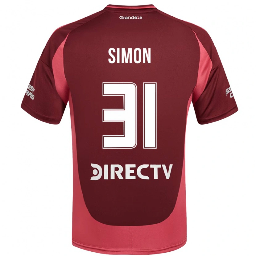 Danxen Kinder Santiago Simón #31 Burgunder Magenta Auswärtstrikot Trikot 2025/26 T-Shirt