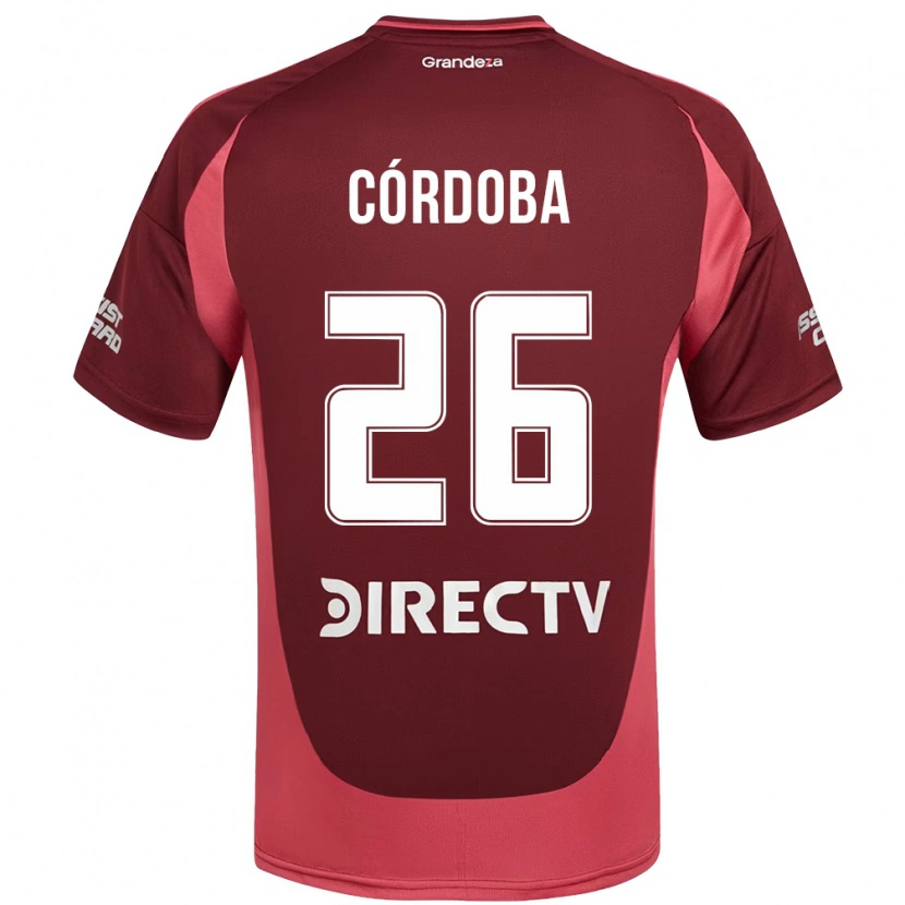 Danxen Kinder Sol Córdoba #26 Burgunder Magenta Auswärtstrikot Trikot 2025/26 T-Shirt
