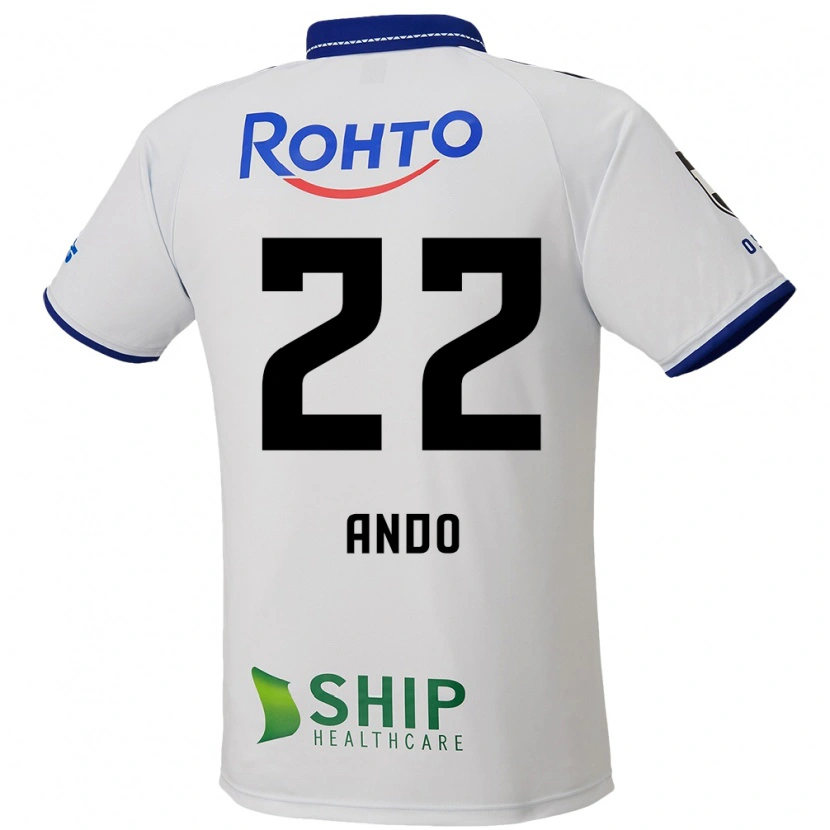 Danxen Kinder Rikuto Ando #22 Weiß Blau Schwarz Auswärtstrikot Trikot 2025/26 T-Shirt