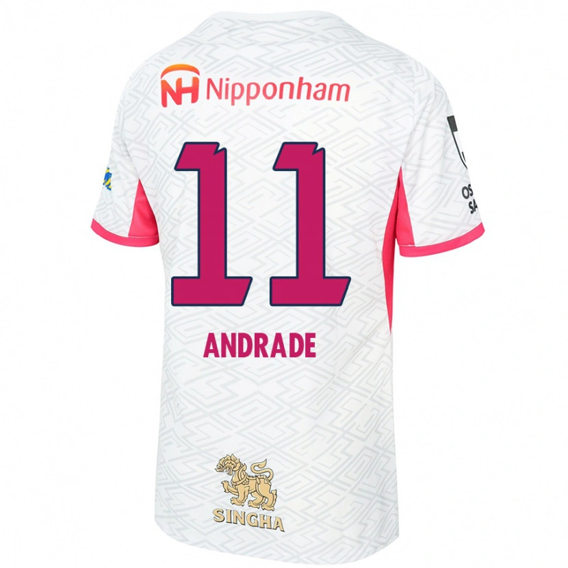 Danxen Kinder Thiago Andrade #11 Weiß Sakura Rosa Auswärtstrikot Trikot 2025/26 T-Shirt