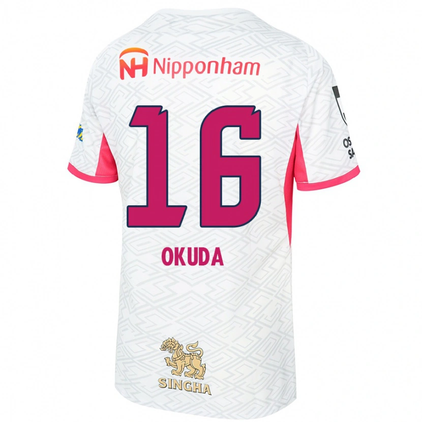 Danxen Kinder Hayato Okuda #16 Weiß Sakura Rosa Auswärtstrikot Trikot 2025/26 T-Shirt