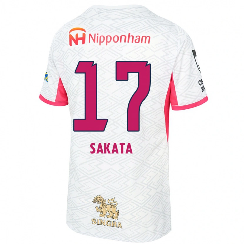 Danxen Kinder Reiya Sakata #17 Weiß Sakura Rosa Auswärtstrikot Trikot 2025/26 T-Shirt
