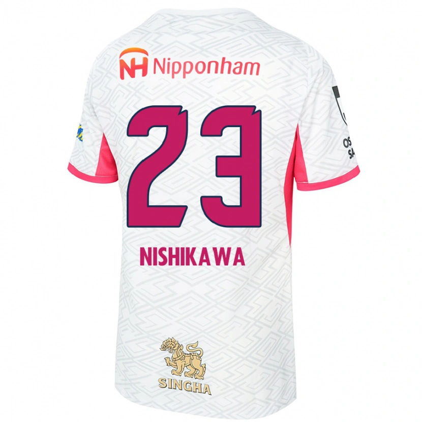 Danxen Kinder Hiroki Nishikawa #23 Weiß Sakura Rosa Auswärtstrikot Trikot 2025/26 T-Shirt