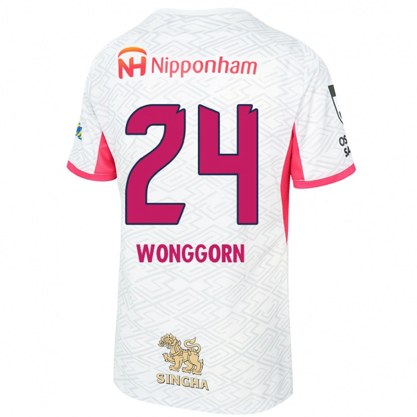 Danxen Kinder Jaroensak Wonggorn #24 Weiß Sakura Rosa Auswärtstrikot Trikot 2025/26 T-Shirt