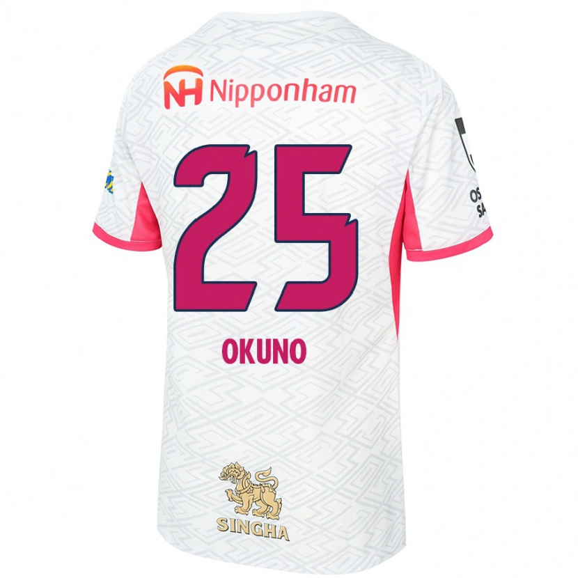 Danxen Kinder Hiroaki Okuno #25 Weiß Sakura Rosa Auswärtstrikot Trikot 2025/26 T-Shirt