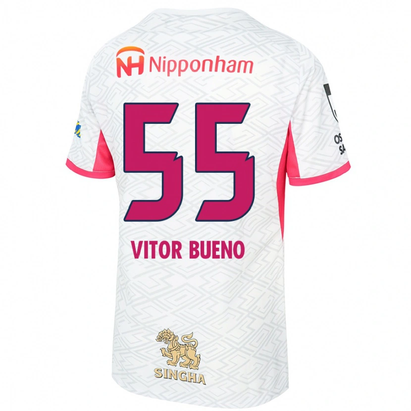 Danxen Kinder Vitor Bueno #55 Weiß Sakura Rosa Auswärtstrikot Trikot 2025/26 T-Shirt