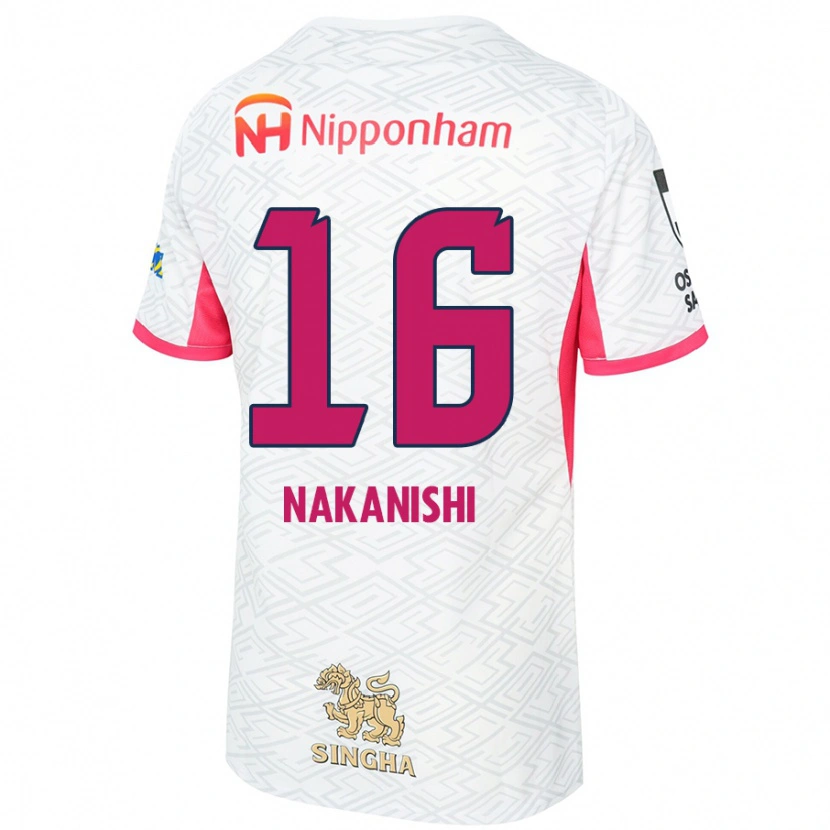 Danxen Kinder Fuu Nakanishi #16 Weiß Sakura Rosa Auswärtstrikot Trikot 2025/26 T-Shirt