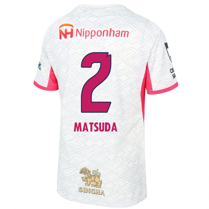 Danxen Kinder Riku Matsuda #2 Weiß Sakura Rosa Auswärtstrikot Trikot 2025/26 T-Shirt