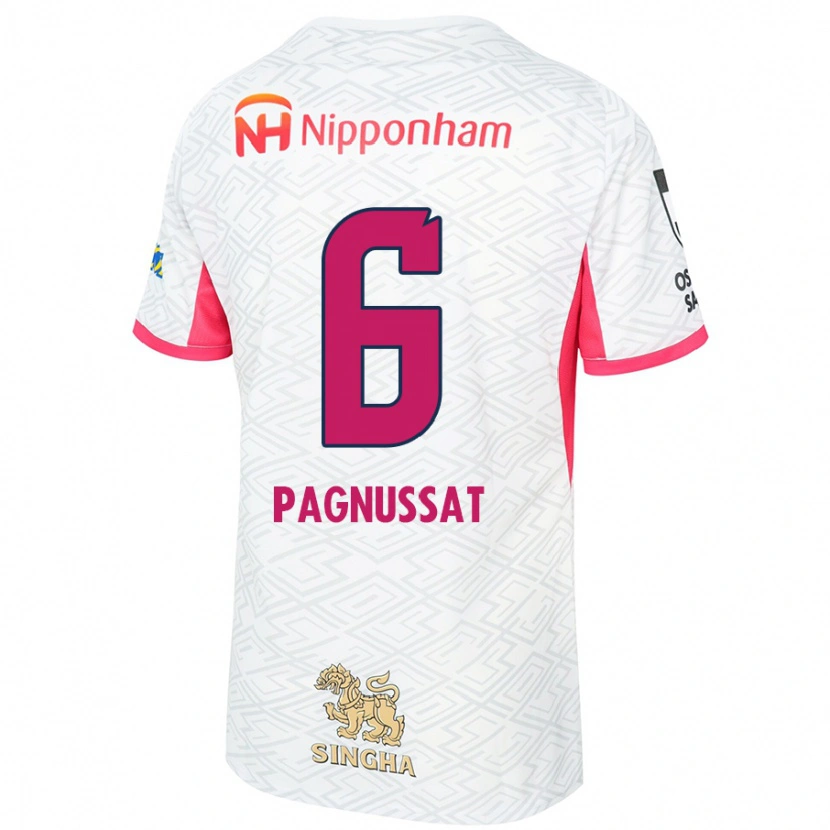 Danxen Kinder Tiago Pagnussat #6 Weiß Sakura Rosa Auswärtstrikot Trikot 2025/26 T-Shirt