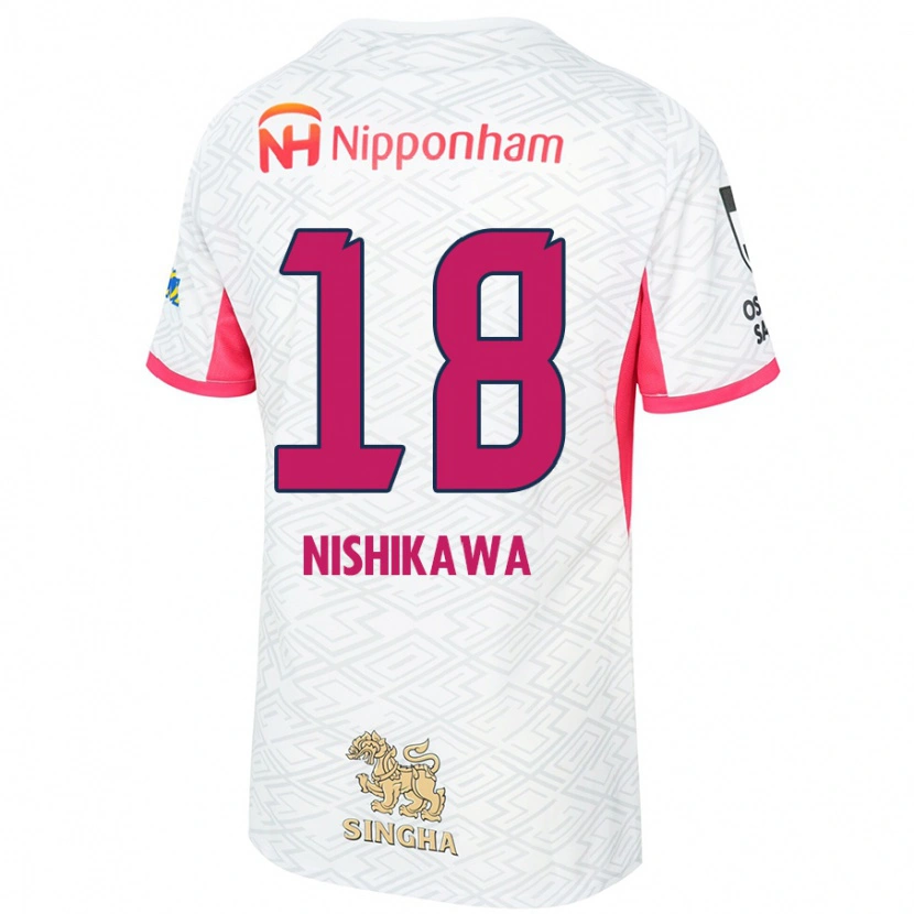 Danxen Kinder Jun Nishikawa #18 Weiß Sakura Rosa Auswärtstrikot Trikot 2025/26 T-Shirt