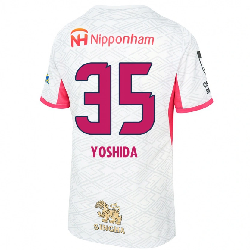 Danxen Kinder Yuji Yoshida #35 Weiß Sakura Rosa Auswärtstrikot Trikot 2025/26 T-Shirt