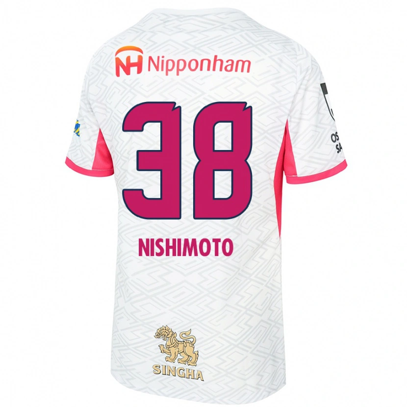 Danxen Kinder Masataka Nishimoto #38 Weiß Sakura Rosa Auswärtstrikot Trikot 2025/26 T-Shirt