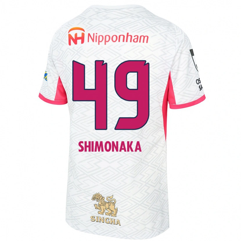 Danxen Kinder Ryoga Shimonaka #49 Weiß Sakura Rosa Auswärtstrikot Trikot 2025/26 T-Shirt