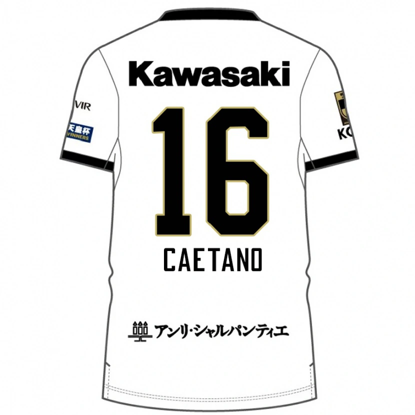 Danxen Kinder Caetano #16 Weiß Schwarz Auswärtstrikot Trikot 2025/26 T-Shirt