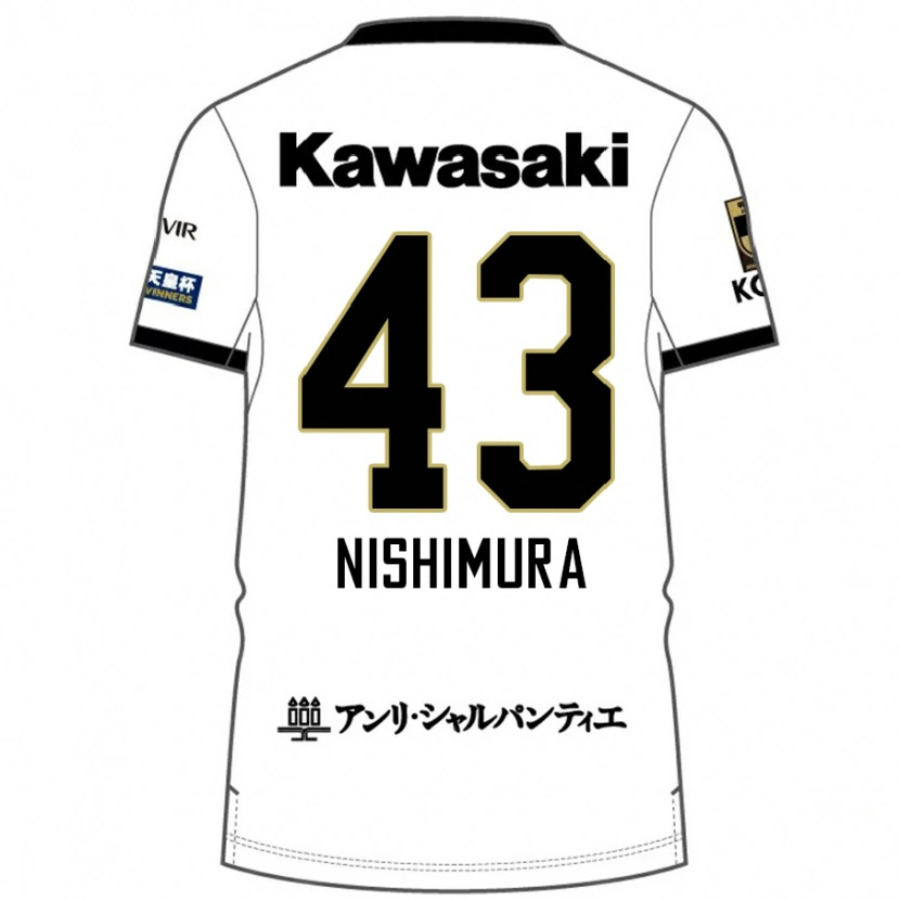 Danxen Kinder Nagi Nishimura #43 Weiß Schwarz Auswärtstrikot Trikot 2025/26 T-Shirt