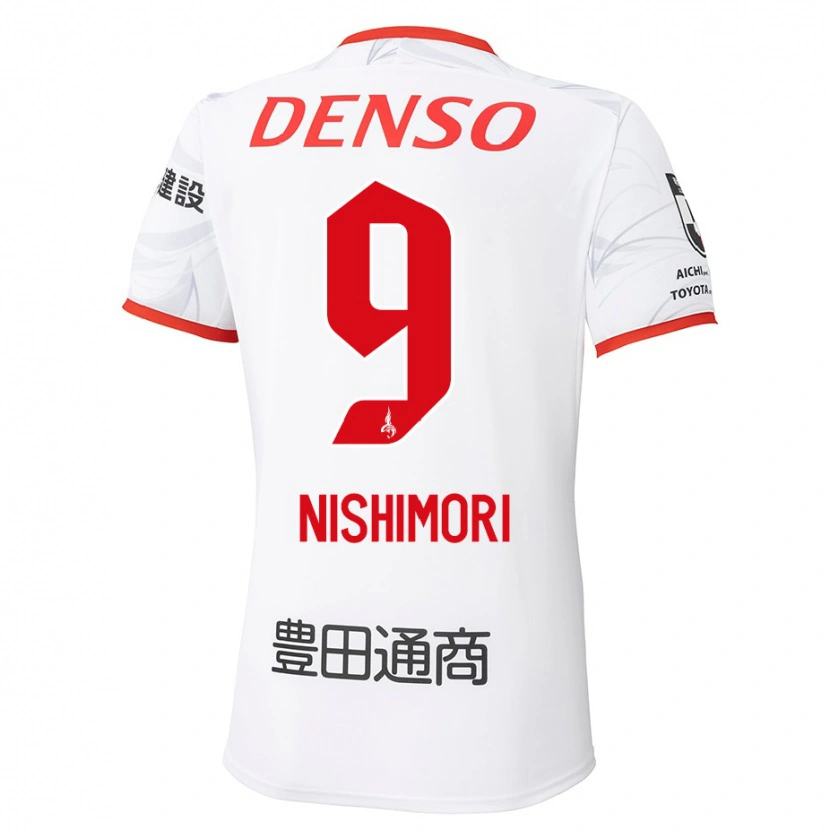 Danxen Kinder Naoto Nishimori #9 Weiß Rot Auswärtstrikot Trikot 2025/26 T-Shirt