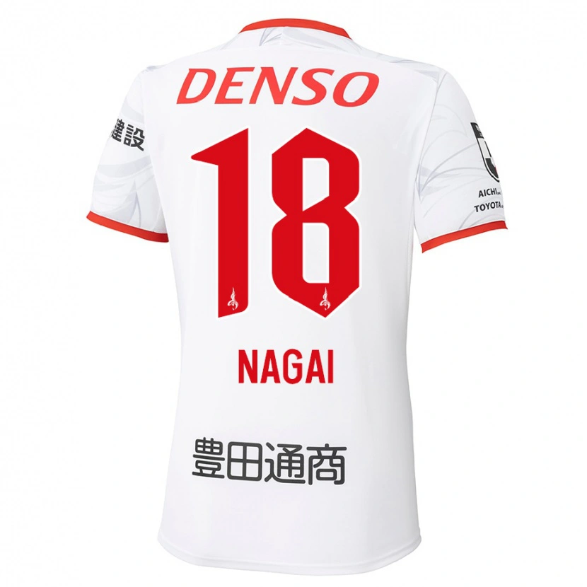 Danxen Kinder Kensuke Nagai #18 Weiß Rot Auswärtstrikot Trikot 2025/26 T-Shirt