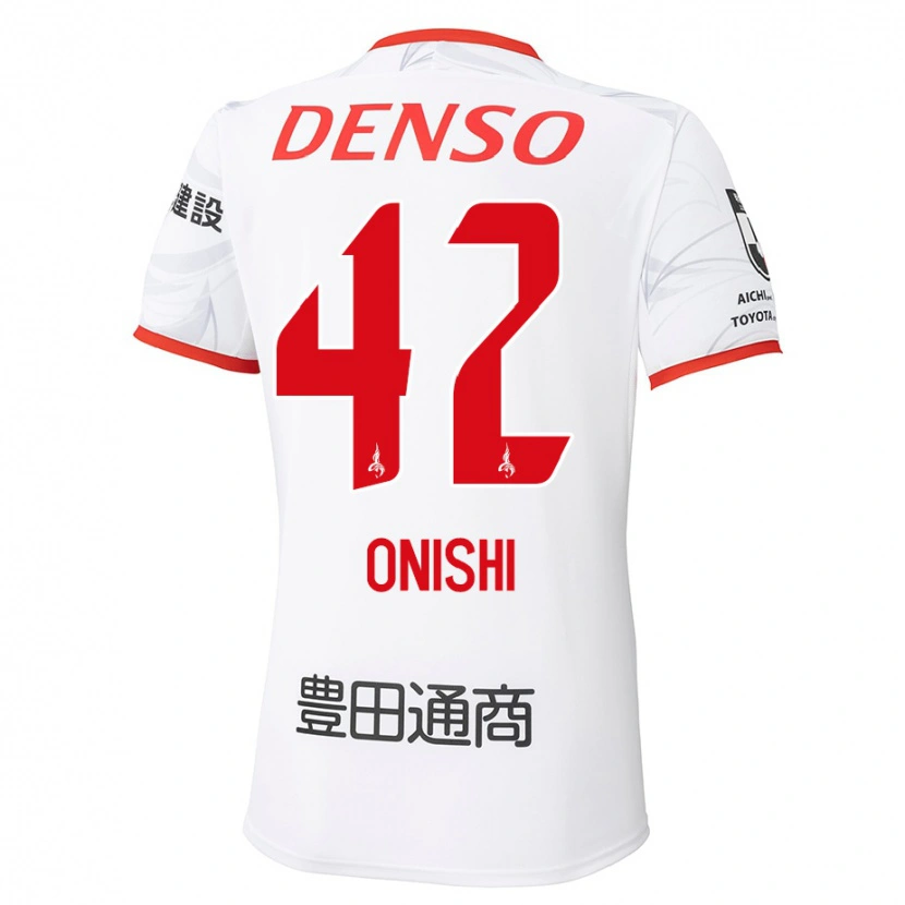 Danxen Kinder Ritsu Onishi #42 Weiß Rot Auswärtstrikot Trikot 2025/26 T-Shirt