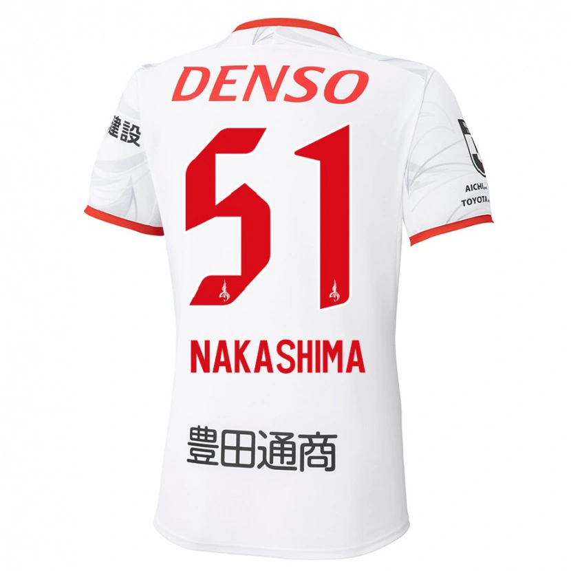 Danxen Kinder Shinichiro Nakashima #51 Weiß Rot Auswärtstrikot Trikot 2025/26 T-Shirt