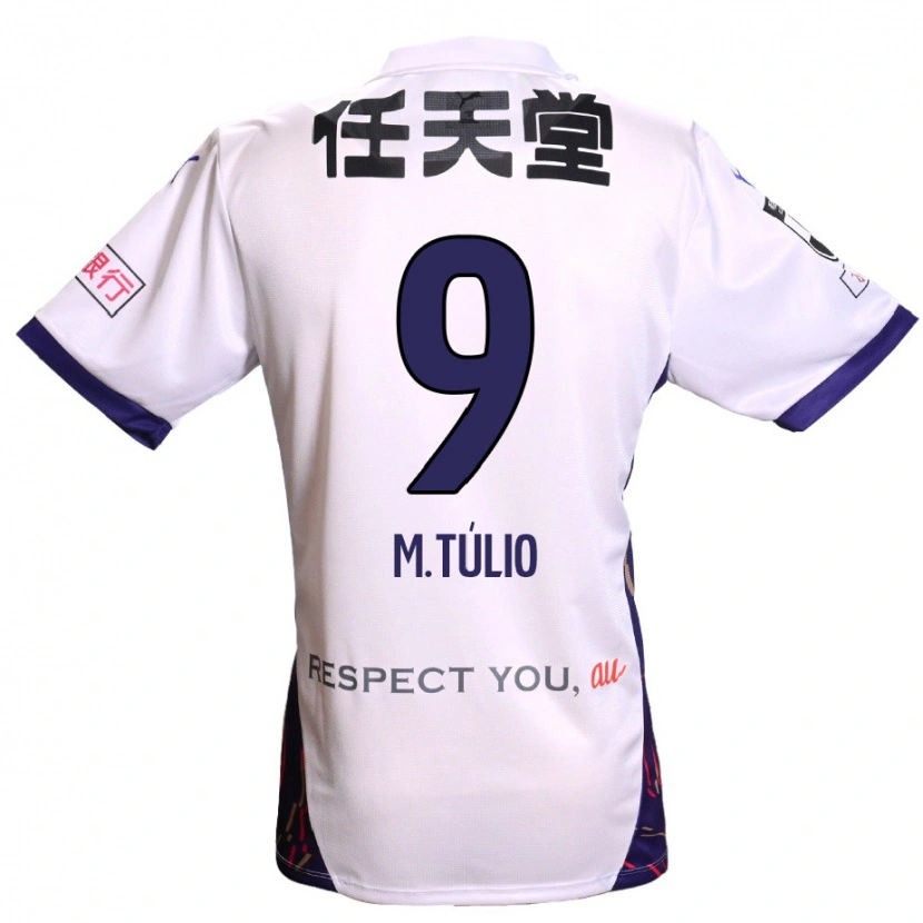 Danxen Kinder Marco Túlio #9 Weiß Lila Schwarz Auswärtstrikot Trikot 2025/26 T-Shirt