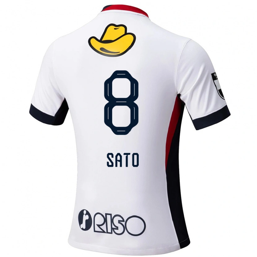 Danxen Kinder Yuto Sato #8 Weiß Schwarz Auswärtstrikot Trikot 2025/26 T-Shirt