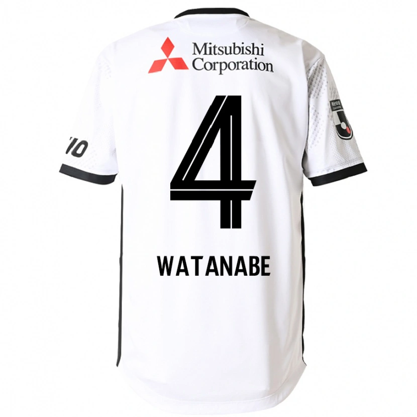 Danxen Kinder Tsuyoshi Watanabe #4 Weiß Schwarz Auswärtstrikot Trikot 2025/26 T-Shirt