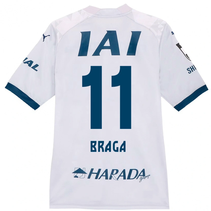 Danxen Kinder Lucas Braga #11 Weiß Königsblau Auswärtstrikot Trikot 2025/26 T-Shirt
