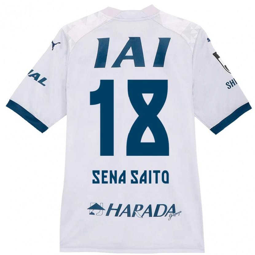Danxen Kinder Sena Saito #18 Weiß Königsblau Auswärtstrikot Trikot 2025/26 T-Shirt
