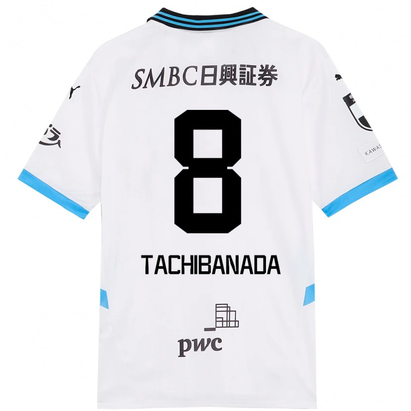 Danxen Kinder Kento Tachibanada #8 Weiß Himmelblau Auswärtstrikot Trikot 2025/26 T-Shirt