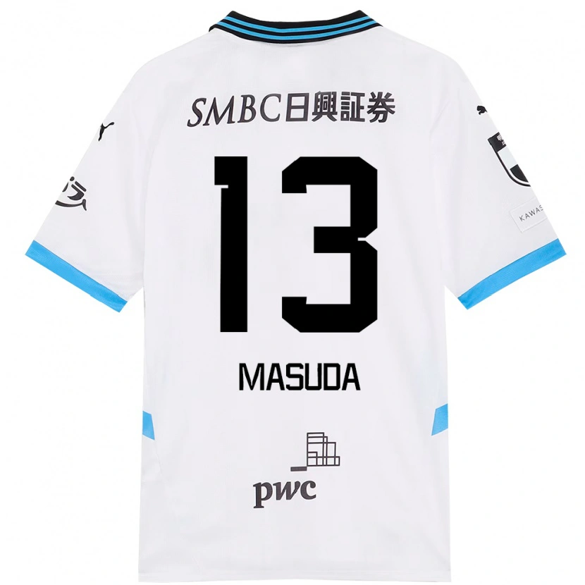 Danxen Kinder Hinata Masuda #13 Weiß Himmelblau Auswärtstrikot Trikot 2025/26 T-Shirt