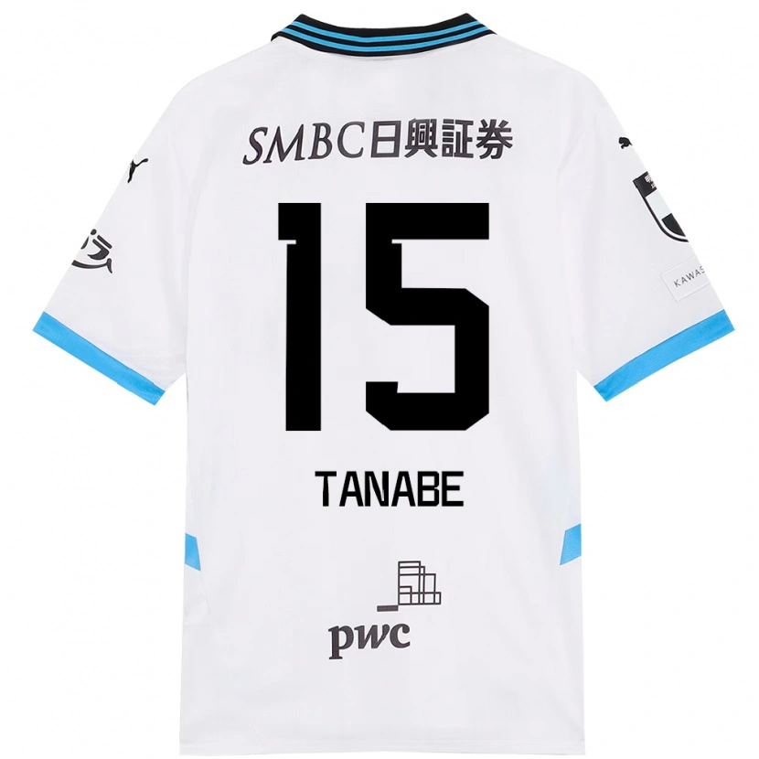 Danxen Kinder Shuto Tanabe #15 Weiß Himmelblau Auswärtstrikot Trikot 2025/26 T-Shirt
