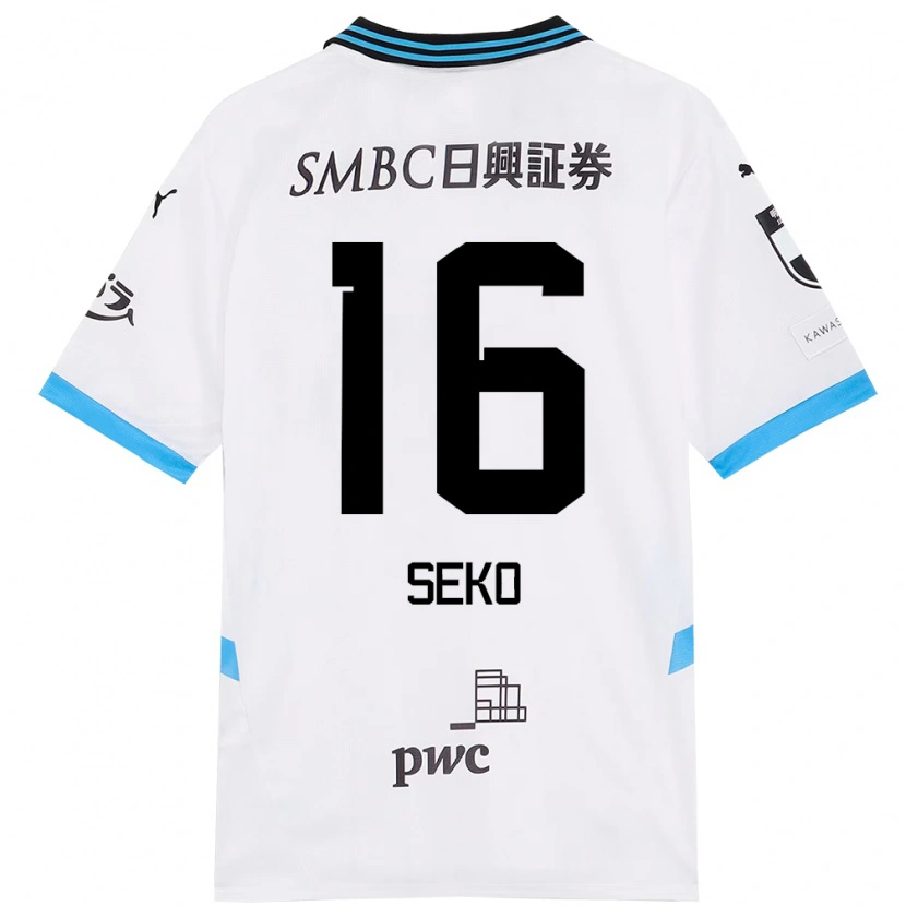 Danxen Kinder Tatsuki Seko #16 Weiß Himmelblau Auswärtstrikot Trikot 2025/26 T-Shirt
