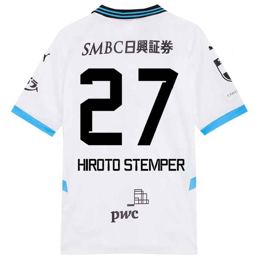 Danxen Kinder Luka Hiroto Stemper #27 Weiß Himmelblau Auswärtstrikot Trikot 2025/26 T-Shirt