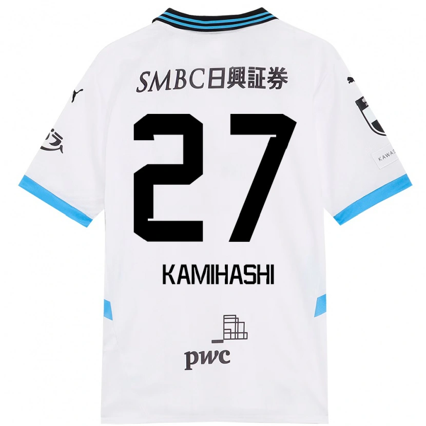 Danxen Kinder Ryota Kamihashi #27 Weiß Himmelblau Auswärtstrikot Trikot 2025/26 T-Shirt