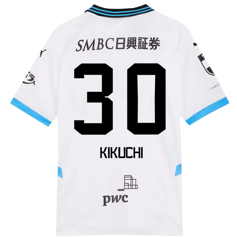 Danxen Kinder Kyo Kikuchi #30 Weiß Himmelblau Auswärtstrikot Trikot 2025/26 T-Shirt