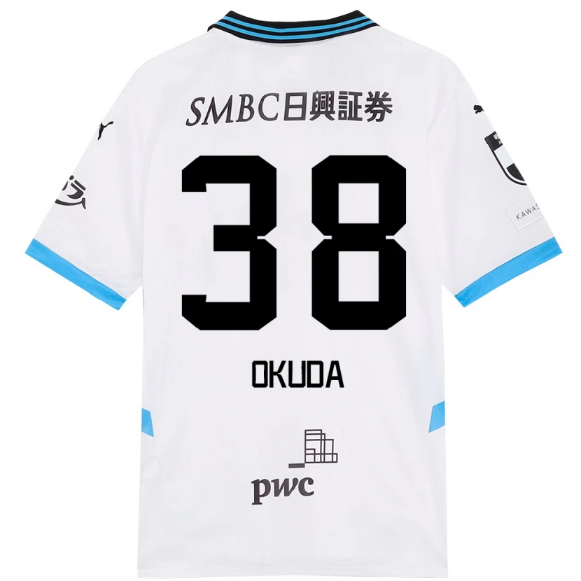 Danxen Kinder Yuma Okuda #38 Weiß Himmelblau Auswärtstrikot Trikot 2025/26 T-Shirt