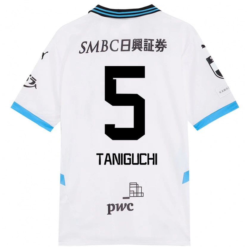 Danxen Kinder Shogo Taniguchi #5 Weiß Himmelblau Auswärtstrikot Trikot 2025/26 T-Shirt
