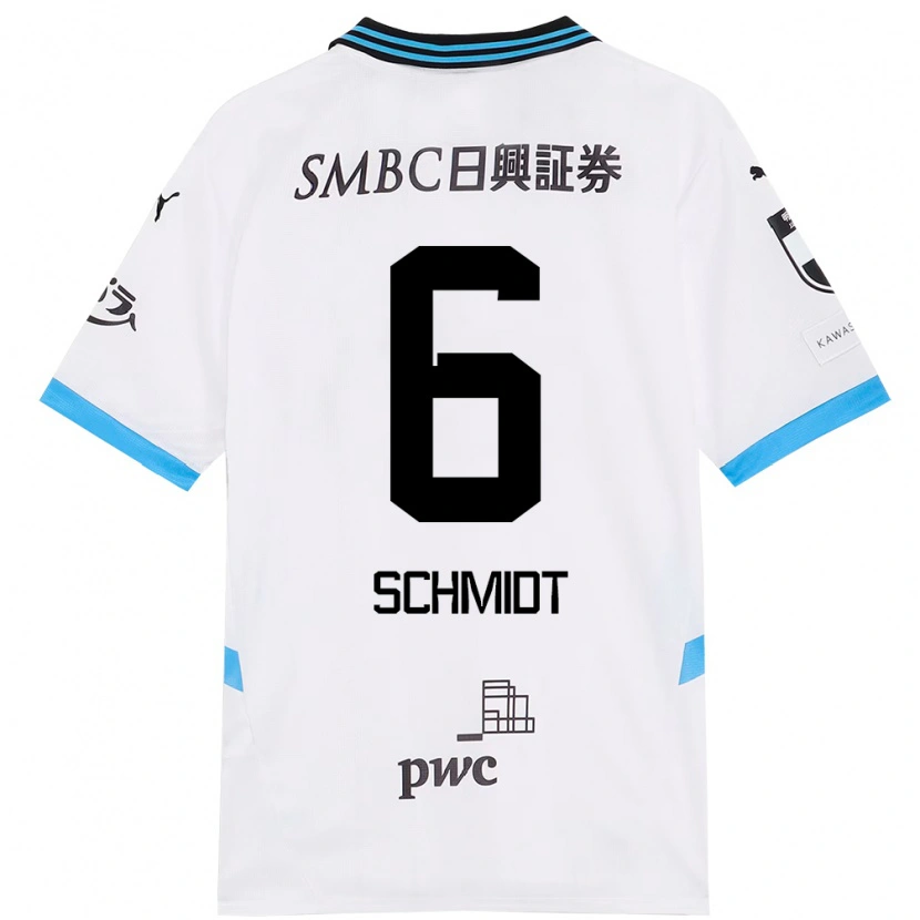 Danxen Kinder Joao Schmidt #6 Weiß Himmelblau Auswärtstrikot Trikot 2025/26 T-Shirt