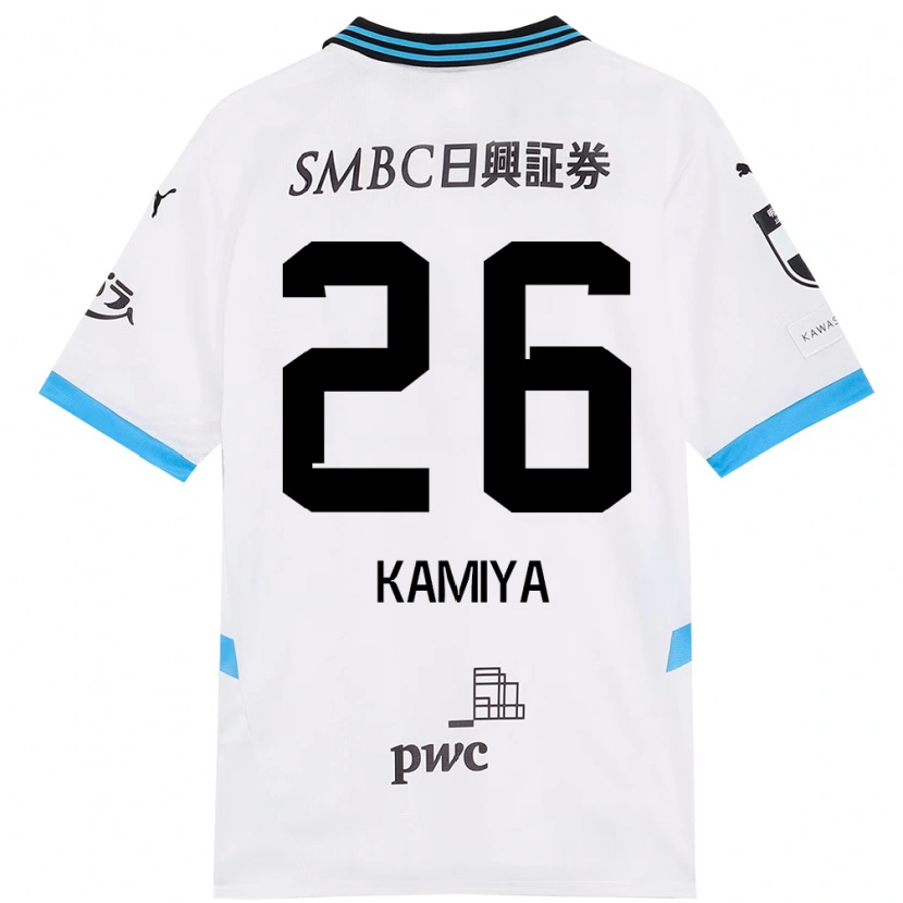 Danxen Kinder Kaito Kamiya #26 Weiß Himmelblau Auswärtstrikot Trikot 2025/26 T-Shirt