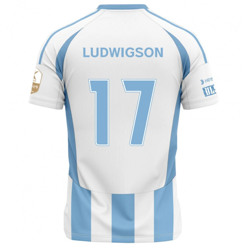 Danxen Kinder Gustav Ludwigson #17 Weiß Himmelblau Auswärtstrikot Trikot 2025/26 T-Shirt