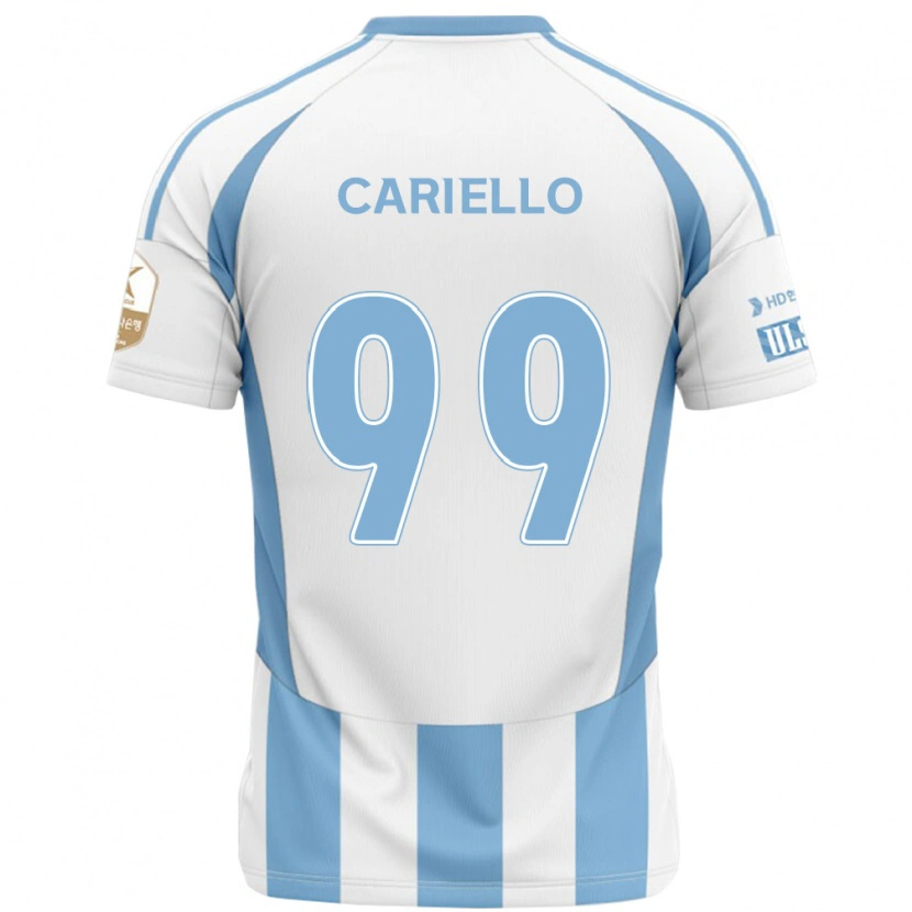 Danxen Kinder Yago Cariello #99 Weiß Himmelblau Auswärtstrikot Trikot 2025/26 T-Shirt