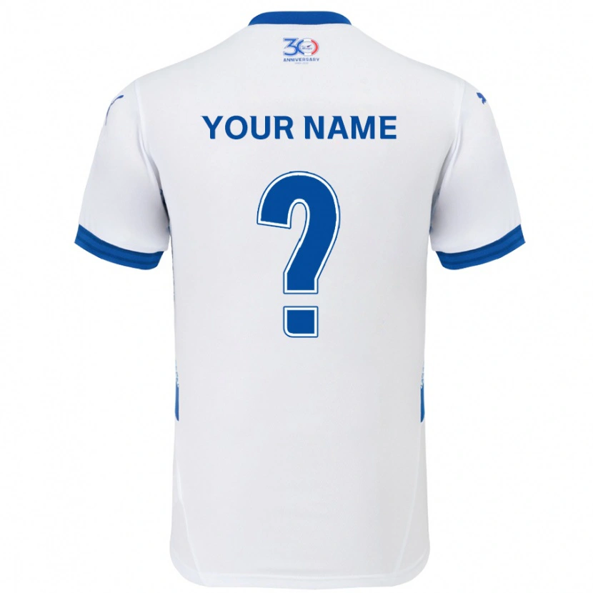 Danxen Kinder Ihren Namen #0 Weiß Königsblau Auswärtstrikot Trikot 2025/26 T-Shirt