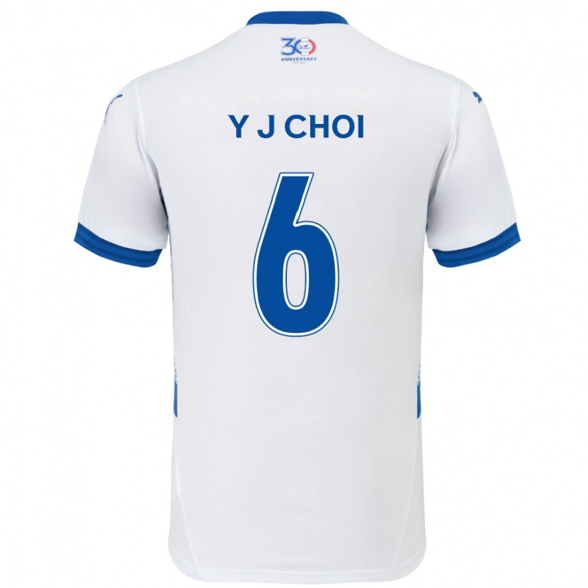 Danxen Kinder Young-Jun Choi #6 Weiß Königsblau Auswärtstrikot Trikot 2025/26 T-Shirt