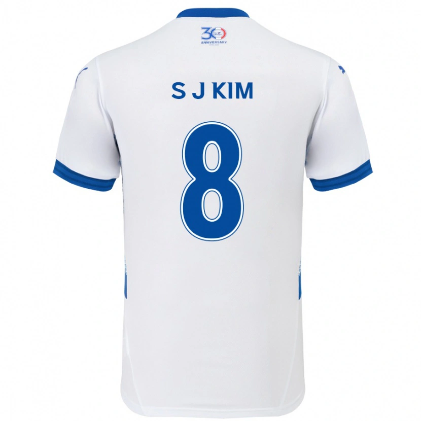 Danxen Kinder Ji-Sung Kim #8 Weiß Königsblau Auswärtstrikot Trikot 2025/26 T-Shirt