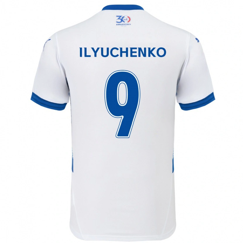 Danxen Kinder Stanislav Ilyuchenko #9 Weiß Königsblau Auswärtstrikot Trikot 2025/26 T-Shirt