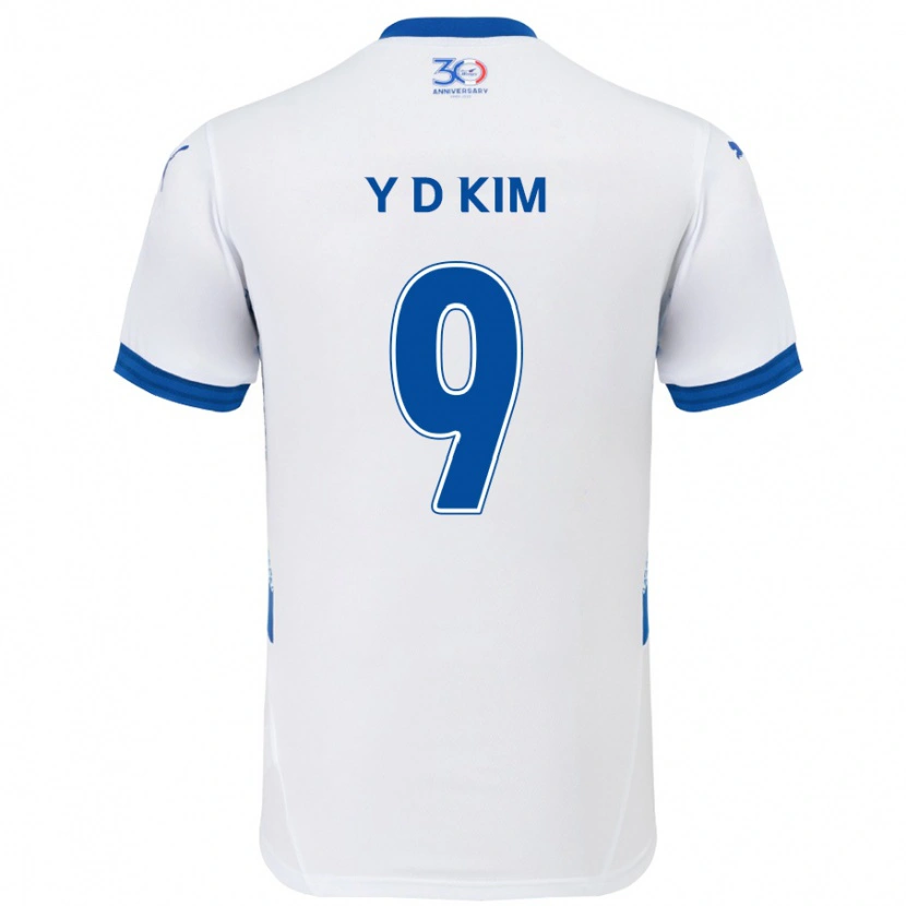 Danxen Kinder Dong-Yeon Kim #9 Weiß Königsblau Auswärtstrikot Trikot 2025/26 T-Shirt
